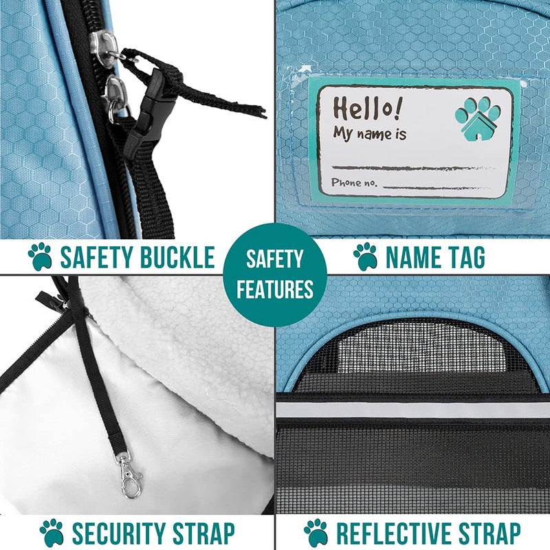 PetAmi Airline Approved Pet Carrier for Cat, Soft Sided Dog Carrier for Small Dogs, Cat Travel Supplies Accessories for Indoor Cats, Ventilated Pet Carrying Bag Medium Large Kitten Puppy, Small Blue - Image 5